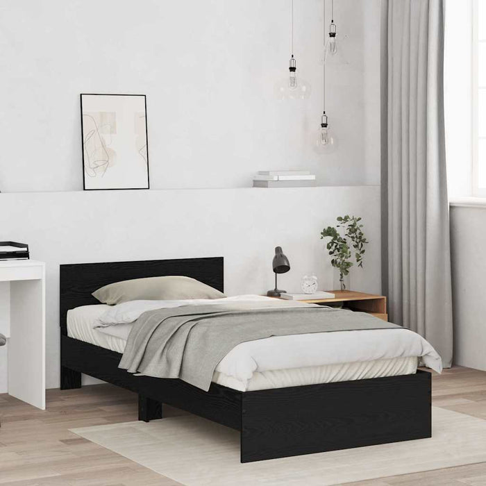 Cadru de Pat cu Tăblie Stejar Negru 100 x 200 cm Lemn compozit - WALTI WALTI