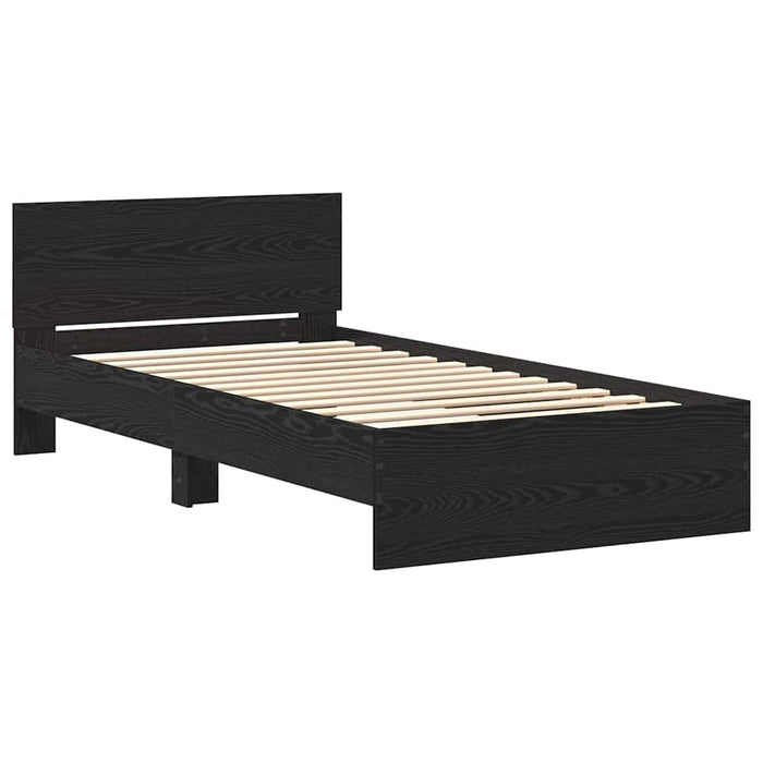 Cadru de Pat cu Tăblie Stejar Negru 100 x 200 cm Lemn compozit - WALTI WALTI
