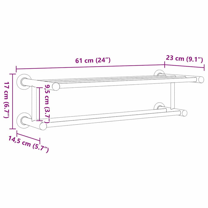 Suport pentru prosoape Negru 61 x 23 x 17 cm Oțel inoxidabil - WALTI WALTI