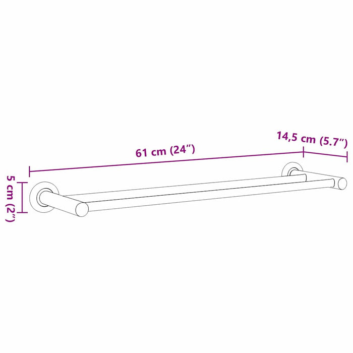 Suport pentru prosoape Negru 61 x 14.5 x 5 cm Oțel inoxidabil - WALTI WALTI