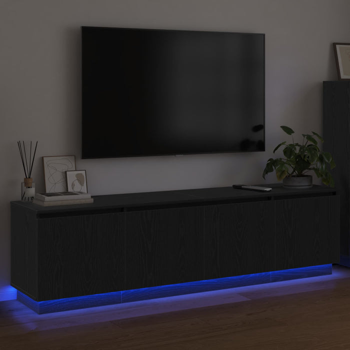 Cabinet TV cu led Stejar Negru 180 x 38 x 49 cm Lemn compozit - WALTI WALTI