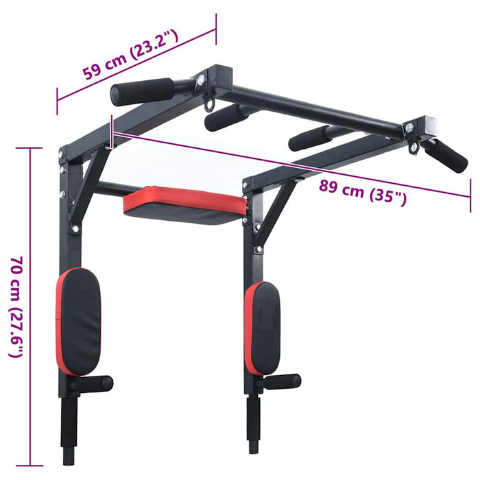Stație pentru tracțiuni și dips Negru și roșu 89 x 59 x 70 cm WALTI