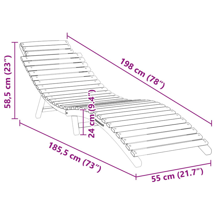 Șezlong Maro 198 x 55 x 58,5 cm Lemn solid de tec - WALTI WALTI