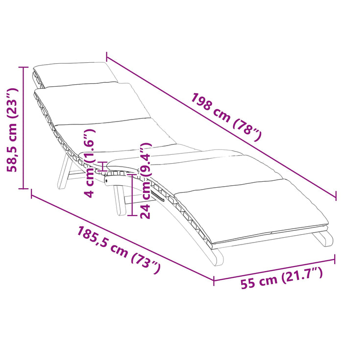 Șezlong de grădină Maro 198 x 55 x 58,5 cm Lemn solid de tec - WALTI WALTI