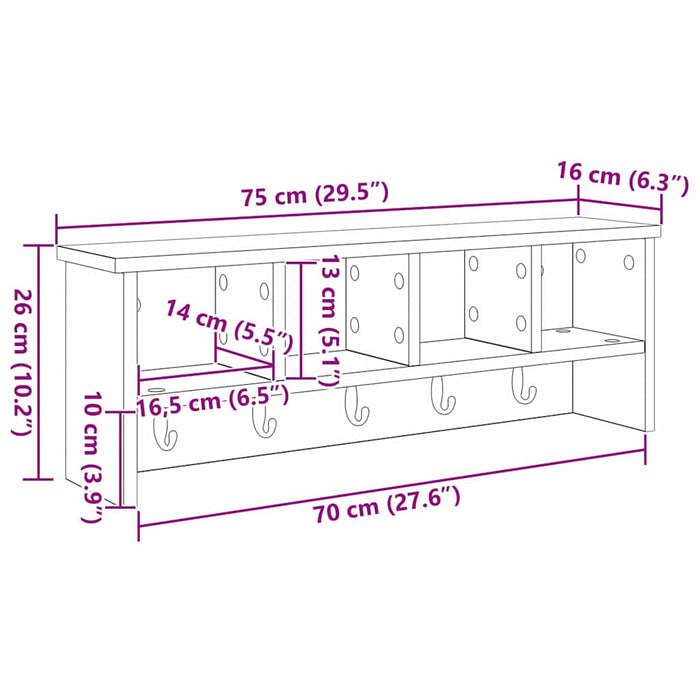 Răcător de paltoane montat pe perete sonoma gri 75 x 16 x 26 cm - WALTI WALTI