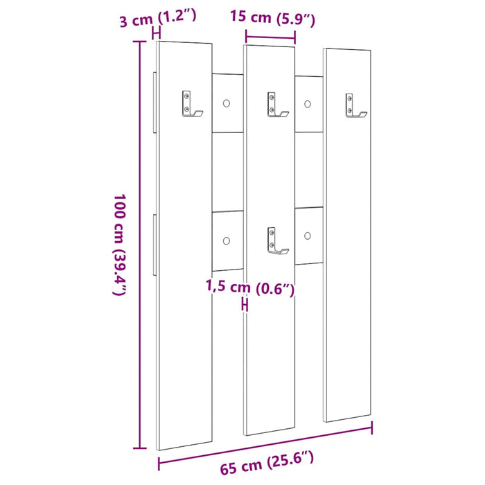 Răcător de paltoane montat pe perete Lemn vechi 65 x 3 x 100 cm WALTI