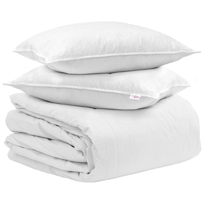 Set de Pături cu pernă 3 pcs Alb Pene de rață - WALTI WALTI