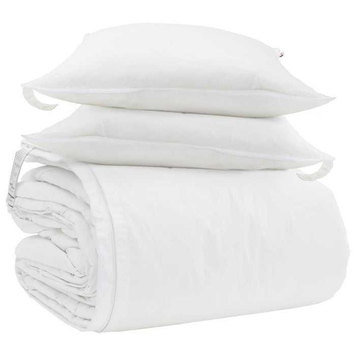 Set de Pături cu pernă 3 pcs Alb Pene de rață - WALTI WALTI