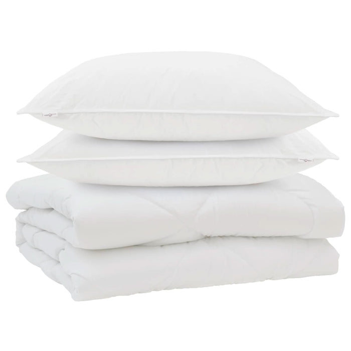 Pilotă cu pernă 3 pcs Alb Microfibră - WALTI WALTI