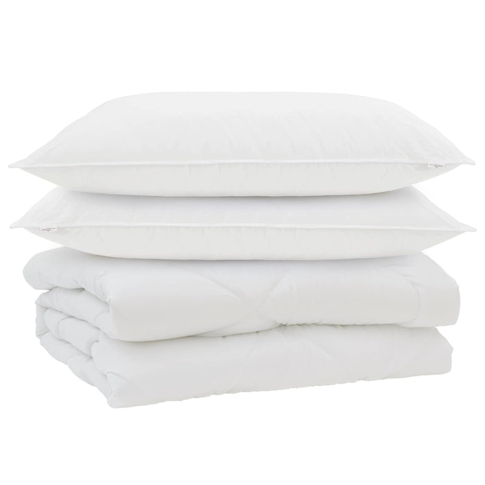Pilotă cu pernă 3 pcs Alb Microfibră - WALTI WALTI