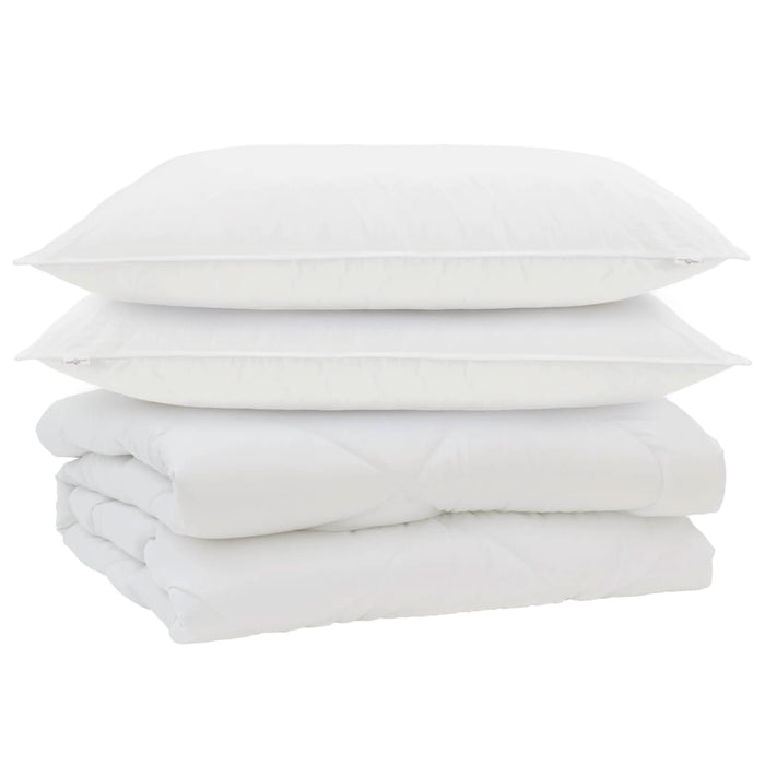 Pilotă cu pernă 3 pcs Alb Microfibră - WALTI WALTI