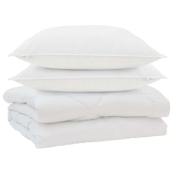 Pilotă cu pernă 3 pcs Alb Microfibră - WALTI WALTI