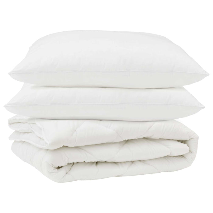 Pilotă cu pernă 3 pcs Alb Microfibră - WALTI WALTI