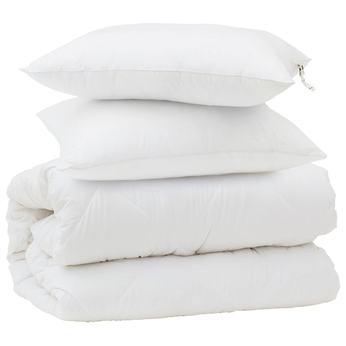 Set de Pături cu pernă 3 pcs Alb Microfibră și Pene de Rață - WALTI WALTI