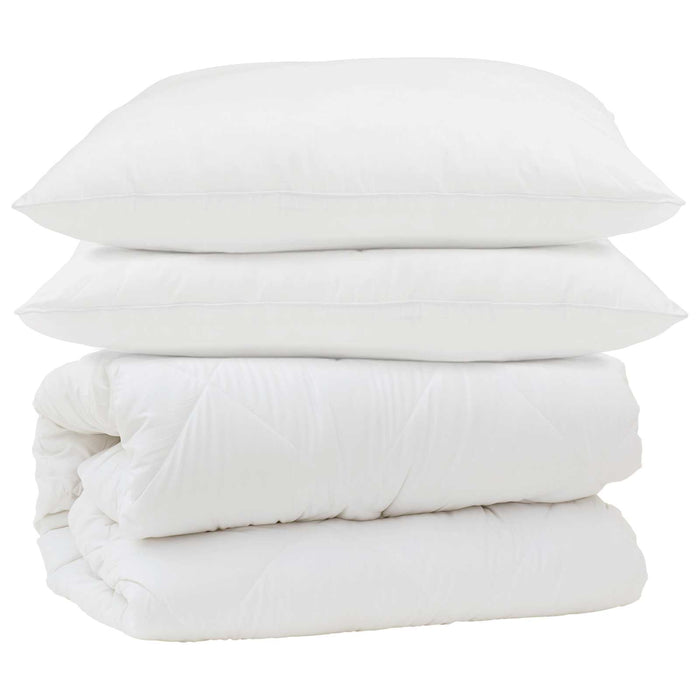 Set de Pături cu pernă 3 pcs Alb Microfibră și Pene de Rață - WALTI WALTI
