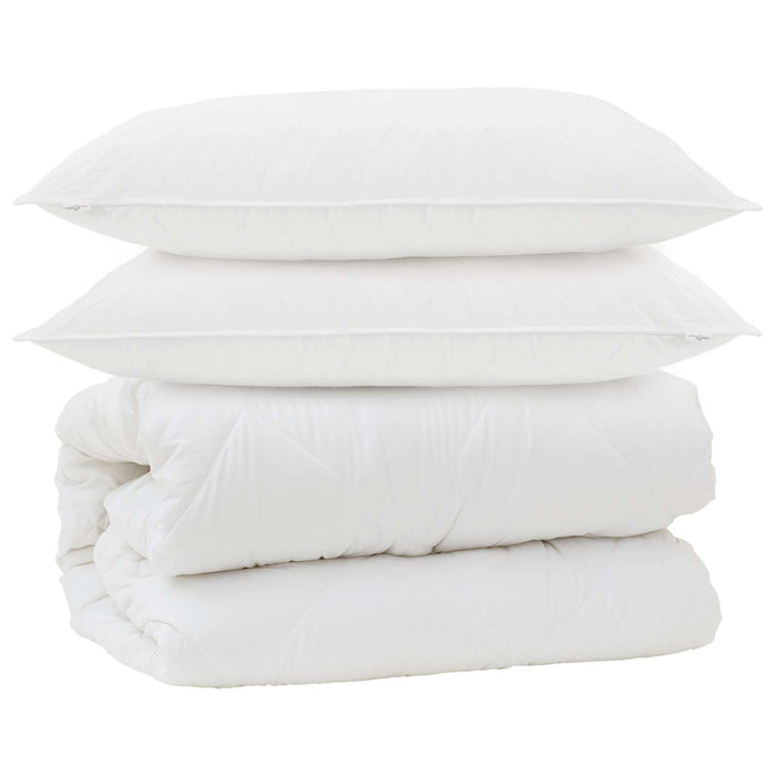 Duvet cu perne cu pernă 3 pcs Alb Microfibră - WALTI WALTI