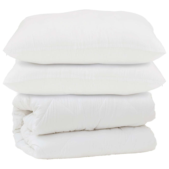 Pilotă cu pernă 3 pcs Alb Microfibră - WALTI WALTI