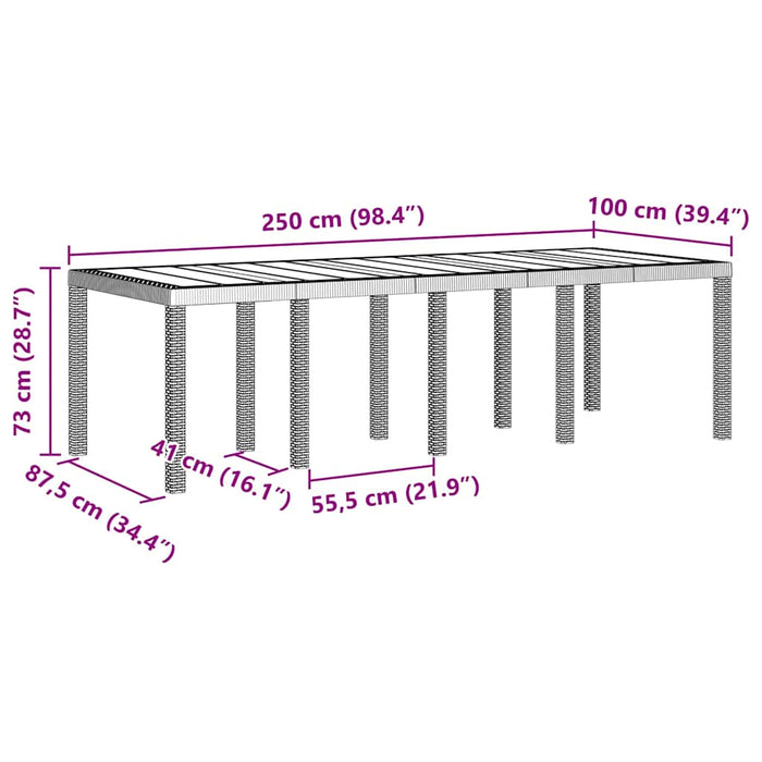 Masă de Grădină Alb 250 x 100 x 73 cm poliratan WALTI