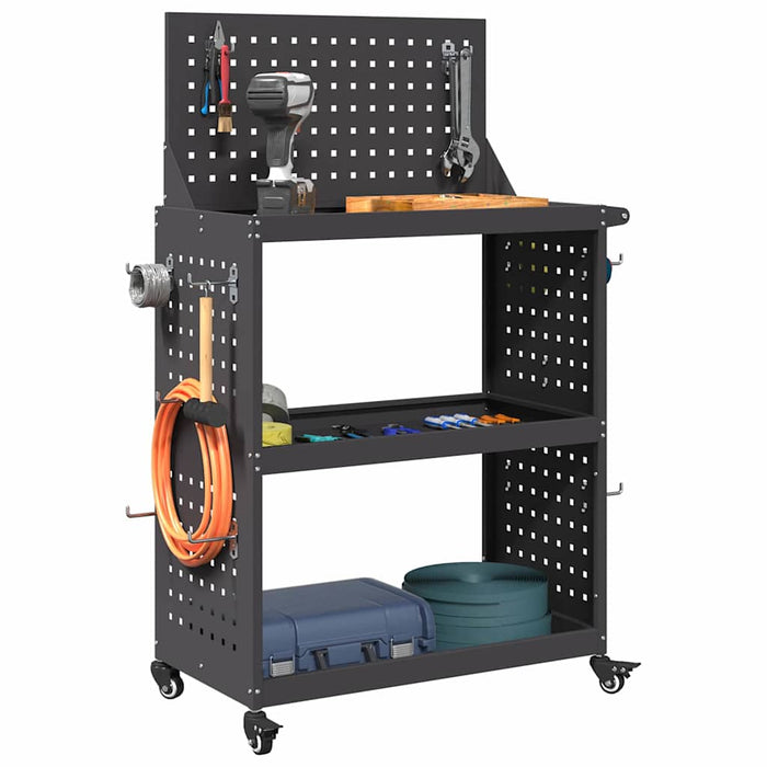 Cărucior pentru unelte cu raft cu roata Negru 65 x 35 x 111 cm - WALTI WALTI