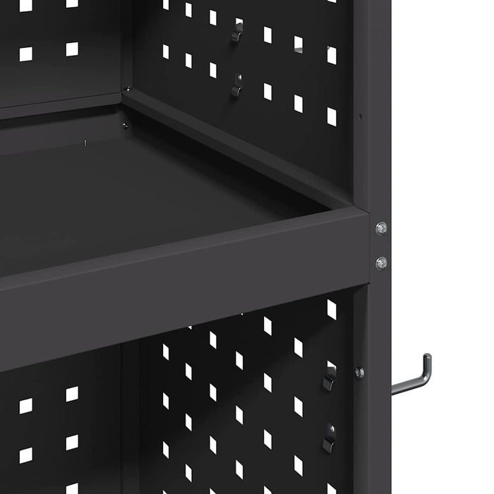 Cărucior pentru unelte cu raft cu roata Negru 65 x 35 x 111 cm - WALTI WALTI