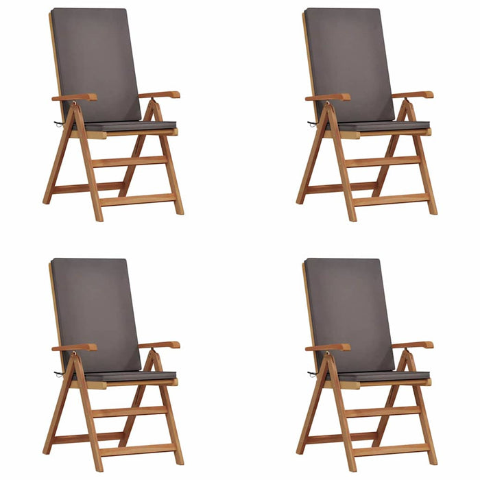 Scaune de grădină reclinabile cu perne, set de 4 piese din lemn masiv de teak - WALTI WALTI