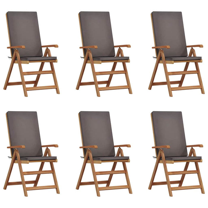 Scaune de grădină reclinabile cu perne, 6 piese din lemn de teak solid - WALTI WALTI