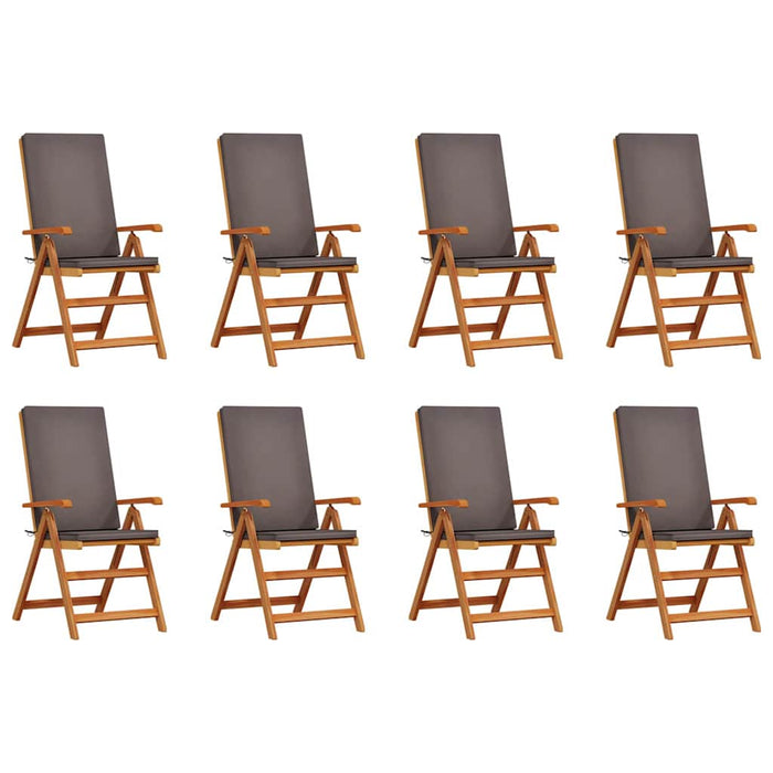 Scaune de grădină relaxante cu perne - set de 8 din lemn de teak solid - WALTI WALTI