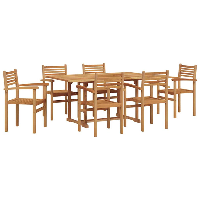 Set de masă pentru grădină 7 pcs Maro Lemn masiv de tec - WALTI WALTI