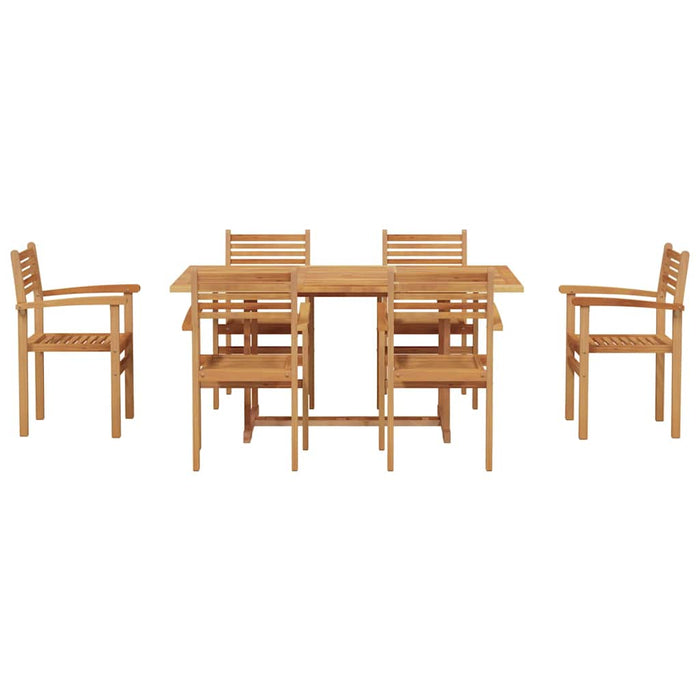 Set de masă pentru grădină 7 pcs Maro Lemn masiv de tec - WALTI WALTI