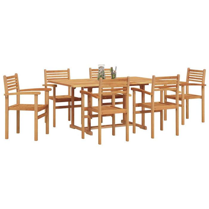 Set de masă pentru grădină 7 pcs Maro Lemn masiv de tec - WALTI WALTI