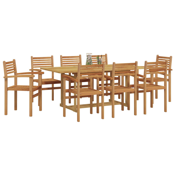 Set de masă pentru grădină 9 pcs Maro Lemn solid de tec - WALTI WALTI