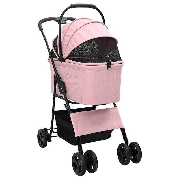 Carucior pentru Pisici Pliante Roz 81 x 47 x 99 cm Poliester WALTI