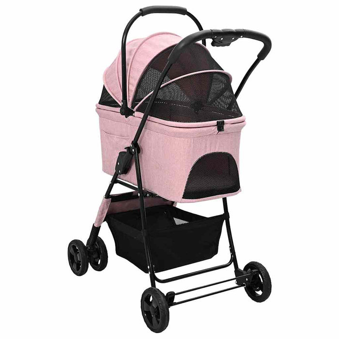 Carucior pentru Pisici Pliante Roz 81 x 47 x 99 cm Poliester WALTI