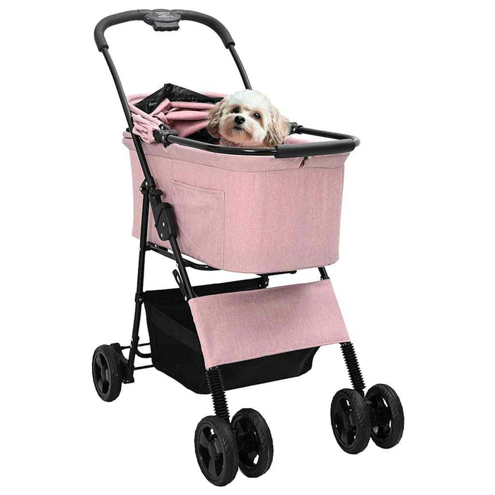 Carucior pentru Pisici Pliante Roz 81 x 47 x 99 cm Poliester WALTI