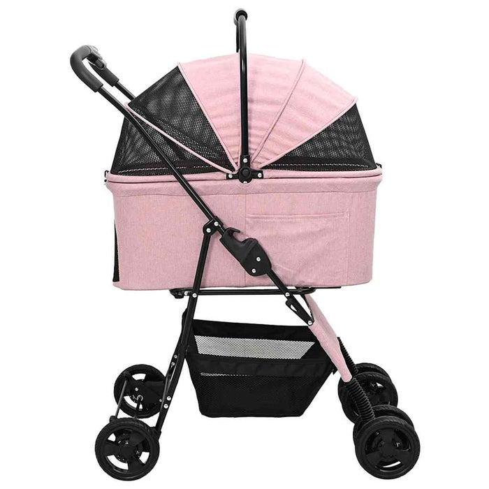 Carucior pentru Pisici Pliante Roz 81 x 47 x 99 cm Poliester WALTI