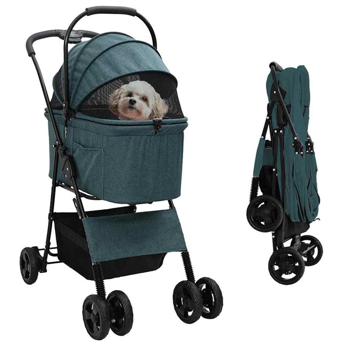 Carucior pentru Pisici Pliante Verde 81 x 47 x 99 cm Poliester WALTI