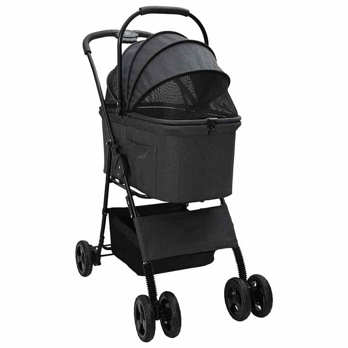 Carucior pentru Pisici Pliante Negru 81 x 47 x 99 cm Poliester WALTI
