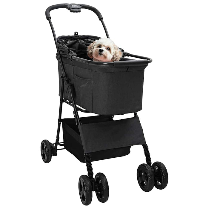 Carucior pentru Pisici Pliante Negru 81 x 47 x 99 cm Poliester WALTI