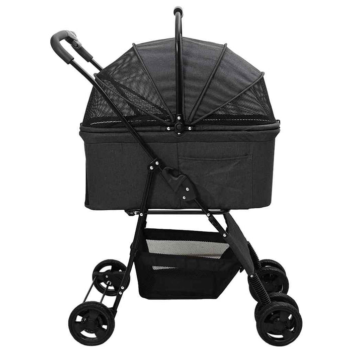 Carucior pentru Pisici Pliante Negru 81 x 47 x 99 cm Poliester WALTI