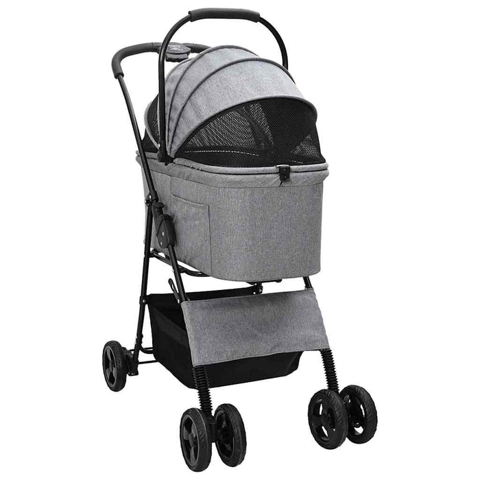 Carucior pentru Pisici Pliante Gri 81 x 47 x 99 cm Poliester WALTI