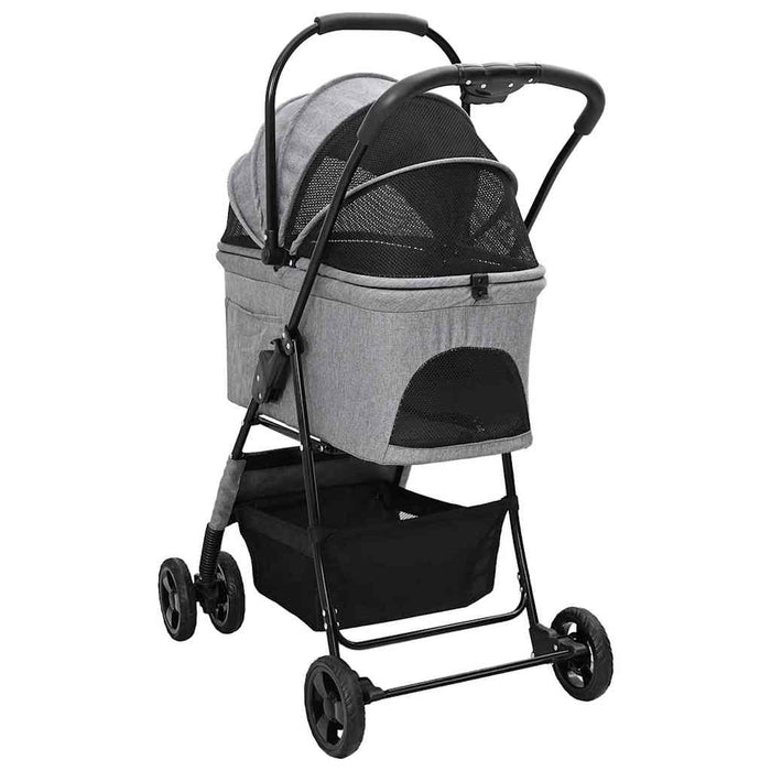 Carucior pentru Pisici Pliante Gri 81 x 47 x 99 cm Poliester WALTI