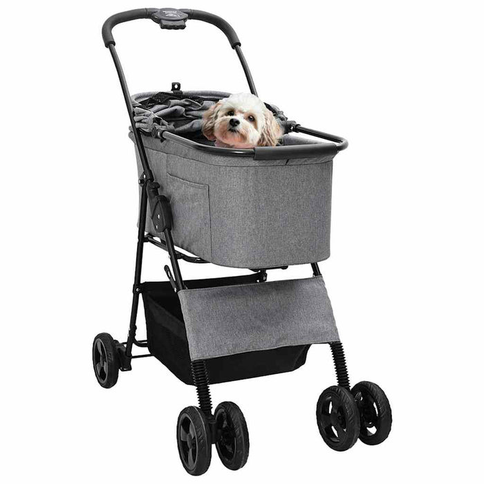 Carucior pentru Pisici Pliante Gri 81 x 47 x 99 cm Poliester WALTI