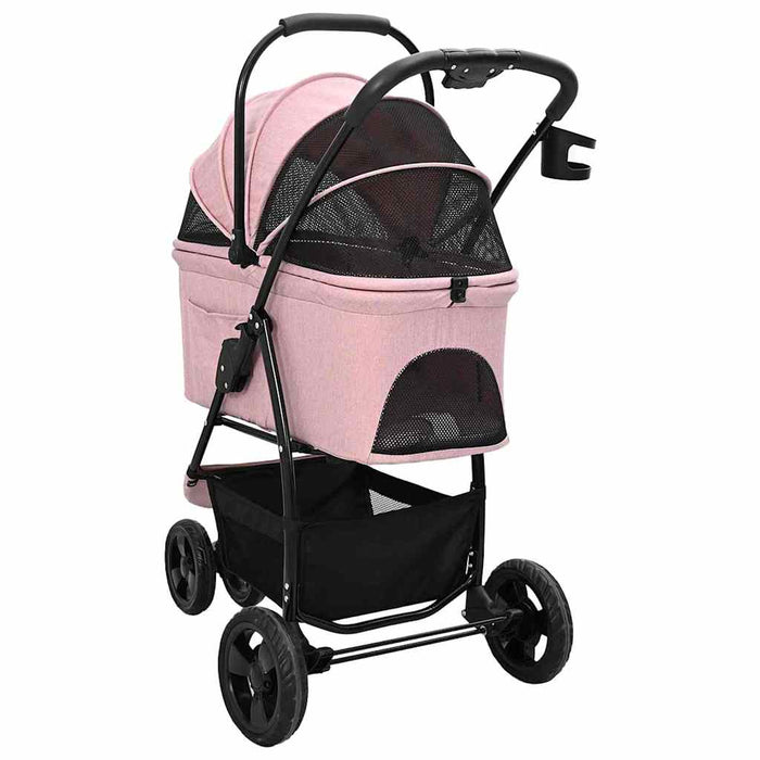 Carucior pentru Pisici Pliante Roz 78 x 54 x 101 cm Poliester WALTI