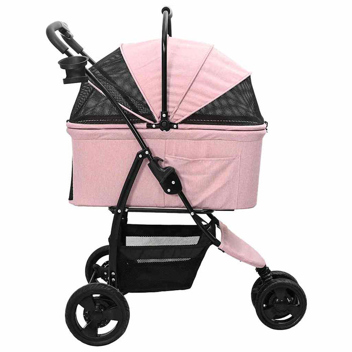 Carucior pentru Pisici Pliante Roz 78 x 54 x 101 cm Poliester WALTI