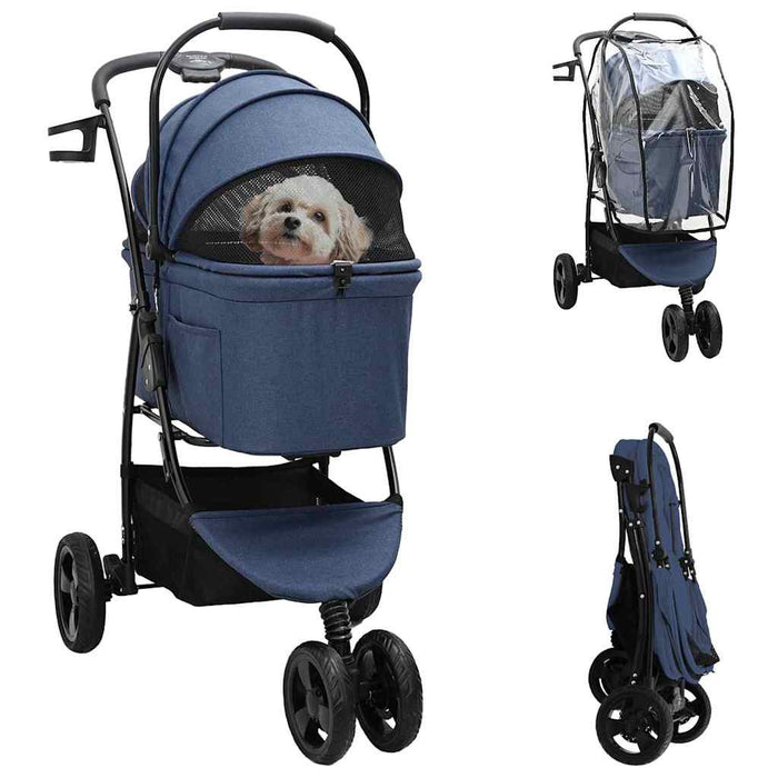 Carucior pentru Pisici Pliante albastru 78 x 54 x 101 cm WALTI