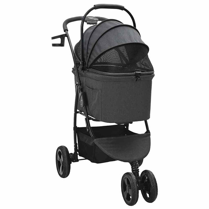 Carucior pentru Pisici Pliante Negru 78 x 54 x 101 cm Poliester WALTI