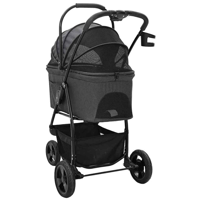 Carucior pentru Pisici Pliante Negru 78 x 54 x 101 cm Poliester WALTI