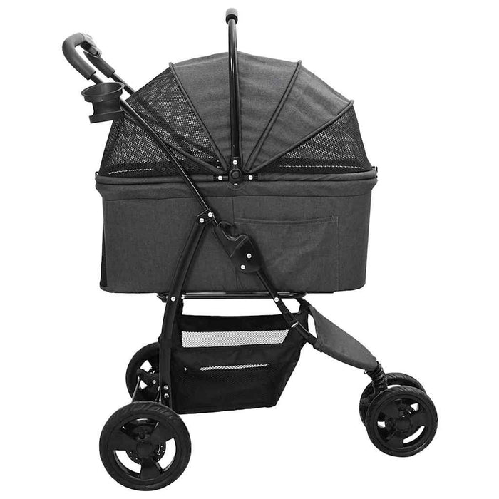Carucior pentru Pisici Pliante Negru 78 x 54 x 101 cm Poliester WALTI