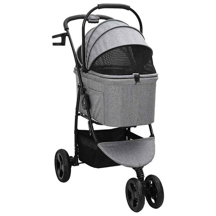Carucior pentru Pisici Pliante Gri 78 x 54 x 101 cm Poliester WALTI