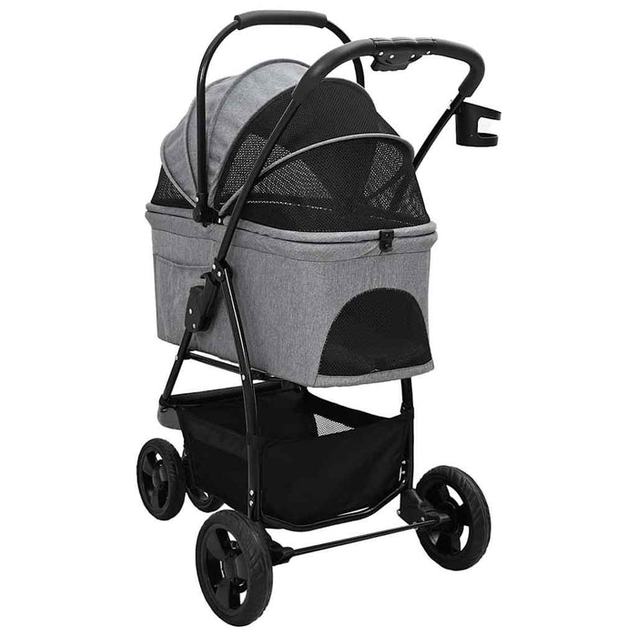 Carucior pentru Pisici Pliante Gri 78 x 54 x 101 cm Poliester WALTI